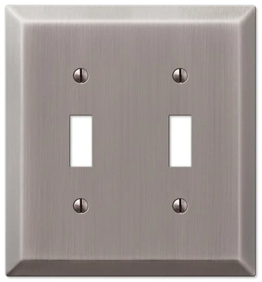 Amerelle 163TTAN Century 2-Gang Toggle Wall Plate, Antique Nickel, Steel