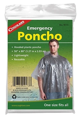 Coghlan's 9173 Emergency Poncho, Clear Polyethylene, One Size