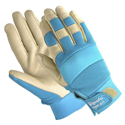 Wells Lamont 3204-L Women's Work Gloves, Leather Palm, Large, Blue/White