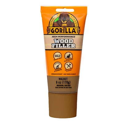 Gorilla Glue 112126 Wood Filler, Walnut, 6 Oz. Tube