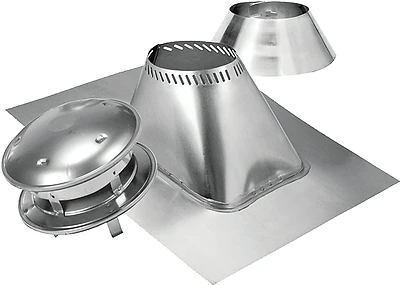 6 In. Stainless Steel Round Top Chimney Kit With Roof Flashing