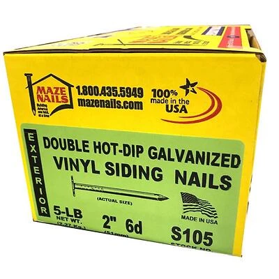 Vinyl Siding Nails, Steel Shank, Large Head, 2 In., 5 Lbs.