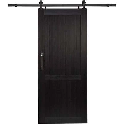 36 In. X 84 In. H-style Black Pvc Barn Door Kit With Hardware