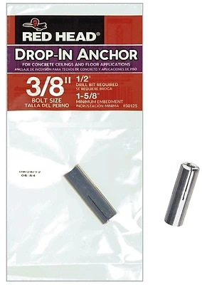 3/8 In. X 1-5/8 In. Zinc-plated Steel Drop-in Anchor