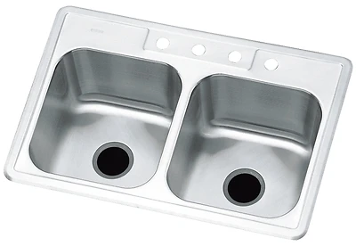 Southhaven 33 In. X 22 In. X 8 In. Deep Double Bowl Stainless Steel Kitchen Sink