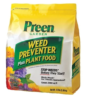 Grass & Weed Preventer Plus Plant Food, 13 Lb - Glyphosate-free Granules