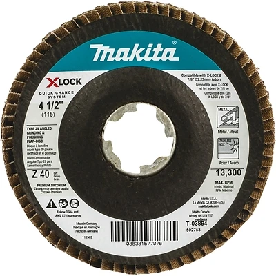 X-lock 4-1/2 In. 40-grit Type 29 Zirconia Flap Disc For 7/8 In. Arbor Grinders