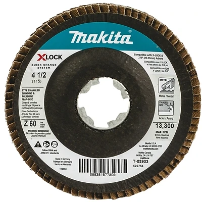 X-lock 4-1/2 In. 60-grit Type 29 Zirconia Flap Disc For 7/8 In. Arbor Grinders