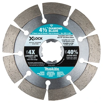 X-lock 4-1/2 In. Segmented Rim Diamond Blade For Dry/wet Cutting