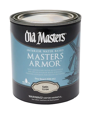 Old Masters 72104 Masters Armor Water-Based Clear Finish, Satin, 1-Qt.