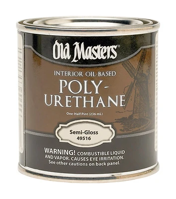 Polyurethane, Oil-Based, Semi-Gloss, Clear, 1/2-Pt.