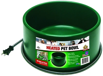 Farm Innovators P-60 Heated Pet Bowl, Thermostat Control, 1.5-Gals., Green