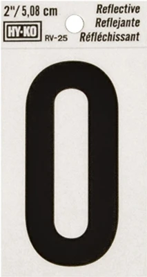 Hy-Ko RV-25/0 House Address Number 0, Reflective Black Vinyl, 2-In.