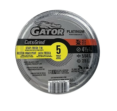 Blade Type 27 4-1/2 In. X 5/64 In. X 7/8 In. Metal/stainless Cut-off Wheel 5pk