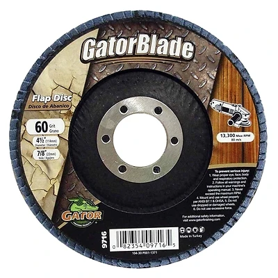 Gator Blade 9716 Flap Disc, 4-1/2 In. x 7/8 In., 60-Grit, Type 29