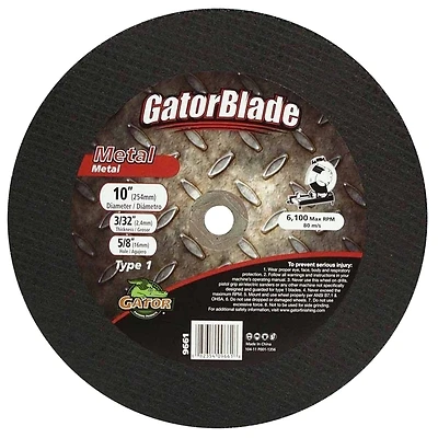 Gator Blade 9661 Type 1 Metal Cut-Off Wheel, 10 In. x 3/32 In. x 5/8 In.