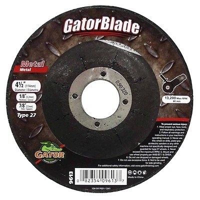 Gator Blade 9613 Type 27 Metal Cut-Off Wheel, 4-1/2 x 1/8 In.