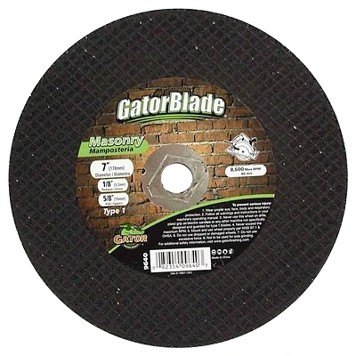 Gator Blade 9640 Type 1 Masonry Cut-Off Wheel, 7 In. x 1/8 In.