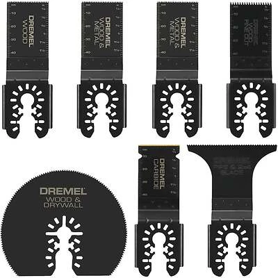 Dremel MM497U Universal Oscillating Multi-Tool Blade Kit, 1-1/4, 1-5/8, 2-3/4, 3 in, Bi-Metal/Carbide/HCS