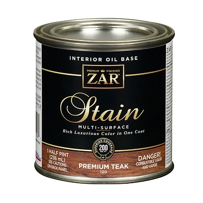 Zar 12006 Interior Wood Stain, Premium Teak, 1/2 Pt.