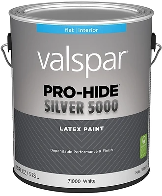 Pro-hide Silver 5000 Latex Flat Interior Wall Paint, White Base, 1 Gallon