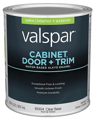 Cabinet Door & Trim Waterborne Alkyd Satin Enamel, Clear Base, 1 Quart