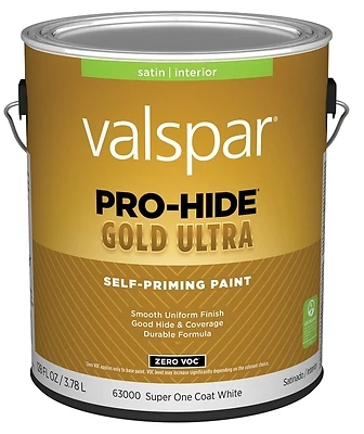 Pro-hide Gold Ultra Zero Voc Satin Interior Wall Paint, 1 Gallon, White