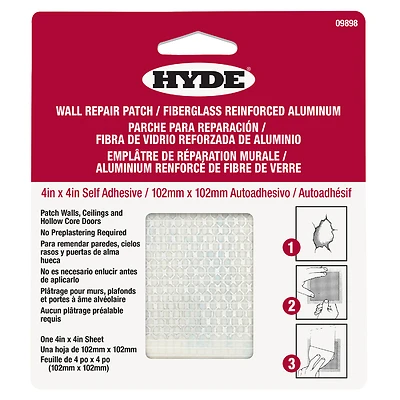 Hyde 09898 Aluminum Mesh Drywall Wall Patch, 4 x 4 In.
