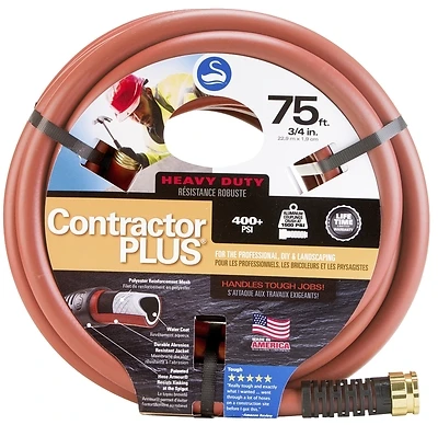 Cotractor Plus Garden Hose, 400 PSI, Red, 3/4-In. x 75-Ft.