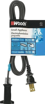 Woods 292 Heater and Appliance Power Cord, 6 Ft., 15A, 16/2