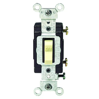 Leviton C21-05501-LHI Toggle Switch, 15 A, 120 V, Thermoplastic Housing Material, Ivory