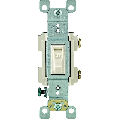 Leviton RS115-TCP Toggle Switch, 15 A, 120 V, 3-Position, Push-In, Side Wire Terminal, Thermoplastic Housing Material