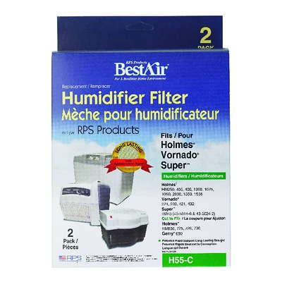 BestAir H55-C Humidifier Wick Filter, 2-Pack, 9.25 x 1.6 In