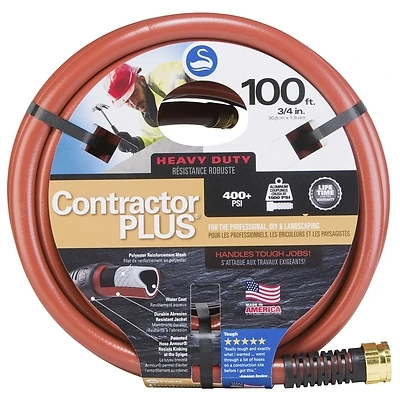 Contractor Plus Garden Hose, 400 PSI, Red, 3/4-In. x 100-Ft.