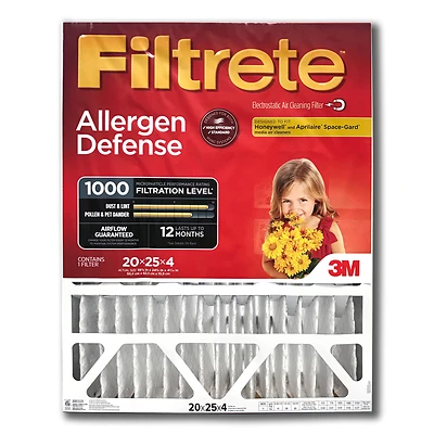 16x25 x 4 In. Allergen Reduction Deep Pleated Air Filter, 12 Months, 1000MPR
