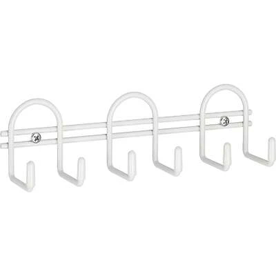 White Utility Hook Rail With 6 Hooks For Door Or Wall Mounting