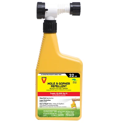 Victor M8002 Mole & Gopher Repellent Spray, Castor Oil, 32 Oz