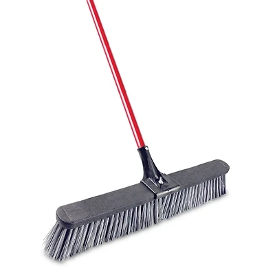 24 In. X 64 In. Steel Handle Rough Surface Push Broom With Stiff Bristles