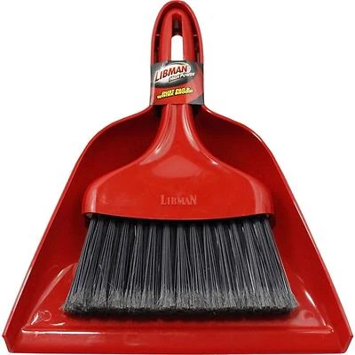Libman 906 Dustpan With Whisk Broom, 12 In. L, Polypropylene, Red