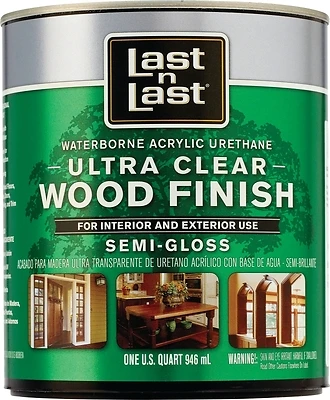 Last N Last 14004 Waterborne Wood Finish, Ultra Clear, Semi-Gloss, 1-Qt.