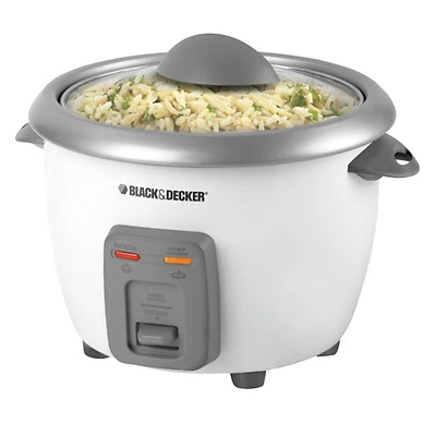 White 6-cup Rice Cooker With Steamer Basket And Nonstick Interior