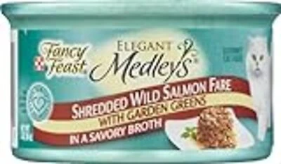 Purina Fancy Feast Elegant Medleys Cat Food, Salmon and Greens, 3 oz Can
