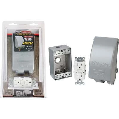 Taymac MKG4280SS Extra Duty Receptacle Cover Kit, GFCI, 1-Gang, Aluminum