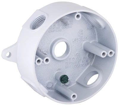 4-inch 5-outlet White Weatherproof Outdoor Round Box Model 5361-1