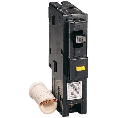 Square D HOM115GFICP Homeline 15-Amp Single-Pole GFCI Circuit Breaker, 120V