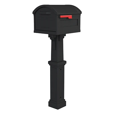 Gibraltar GHC40BAM Grand Haven Mailbox and Post Combo, XL, Black Plastic