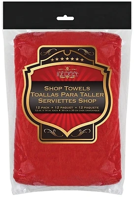 SM Arnold Select 85-765 Shop Towel, Red, 100% Cotton, 13 X 15 In