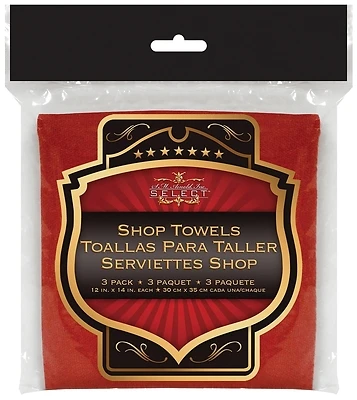 SM Arnold Select 85-760 Red Cotton Shop Towels, 13 In X 15 In