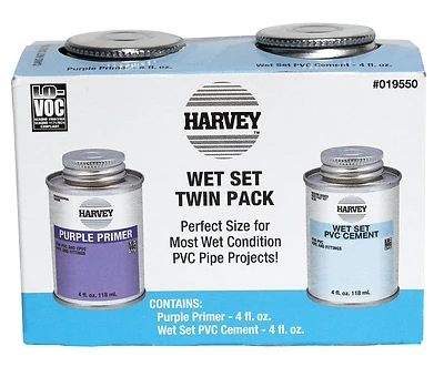 Wm Harvey Co 019550 Purple Primer & Wet Set Pvc Cement Twin Pack 4 Oz Each