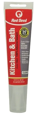 0885 Kitchen & Bath 100% Silicone Sealant, Clear, 2.8 Ounce Squeeze Tube